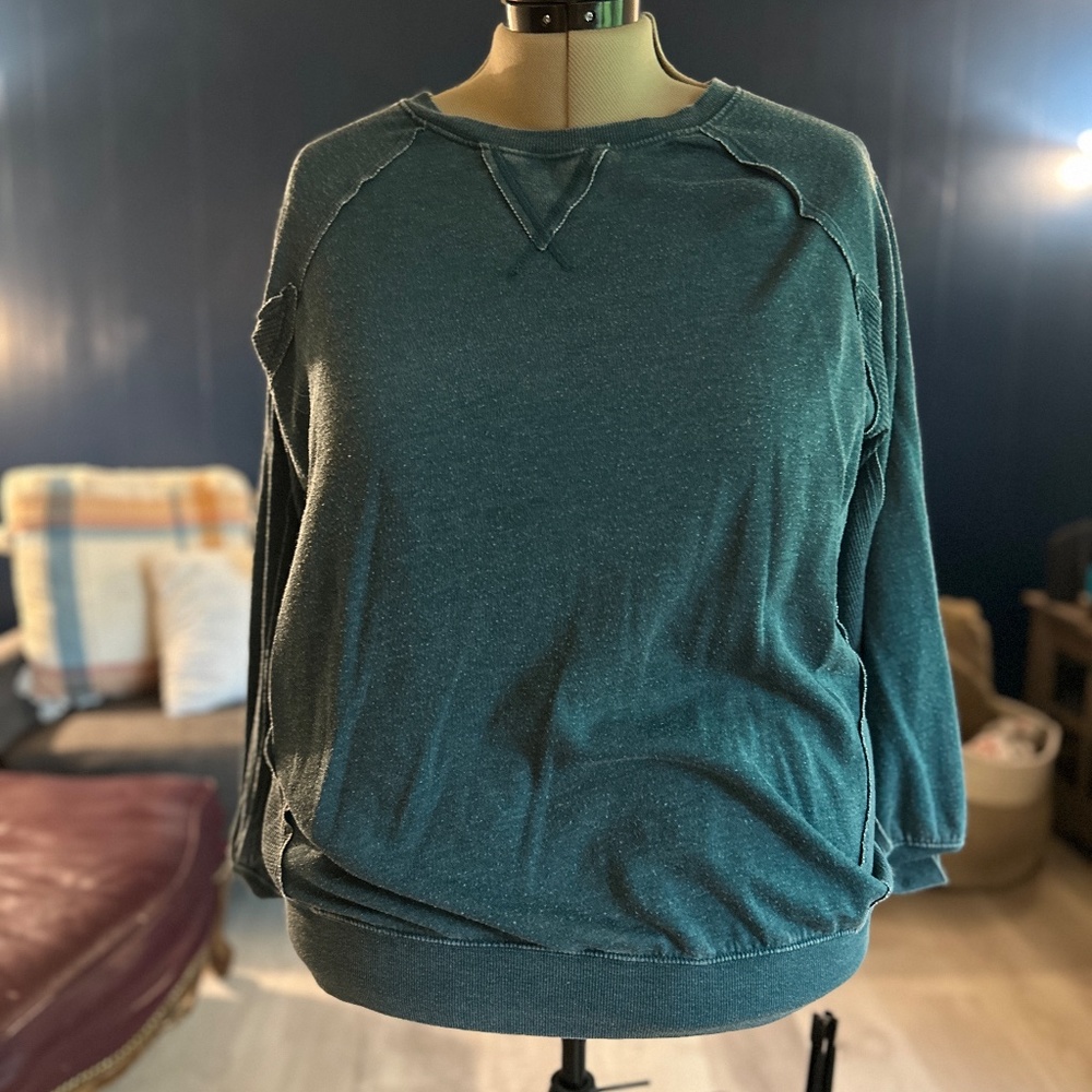 Torrid Teal Distressed Sweatshirt